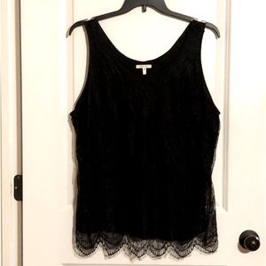 Women's Plus Size (14/16) Maurices' Sleeveless Black Scalloped Stitched Blouse